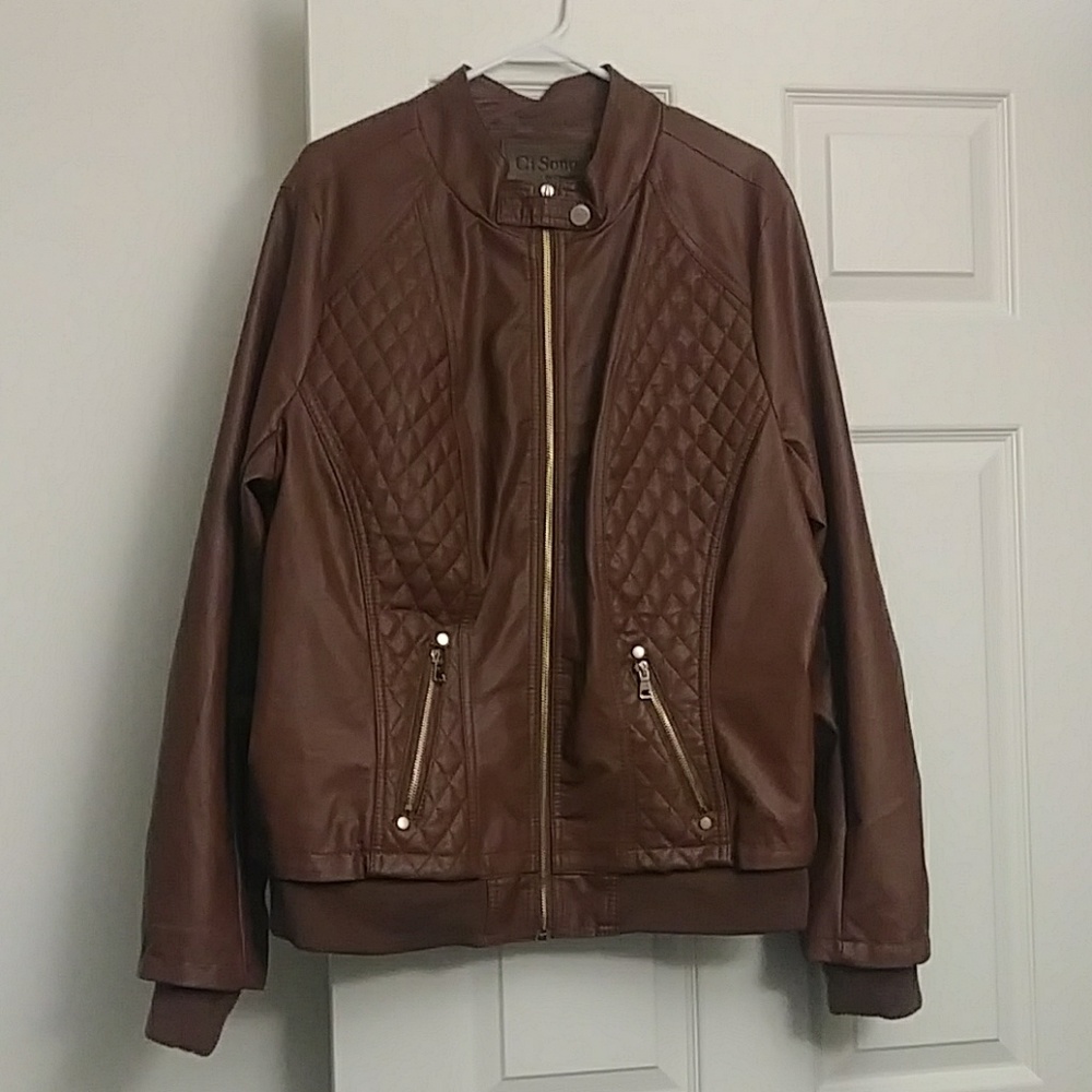 Like New Brown Faux Leather Jacket